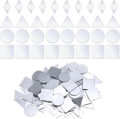 Produktbild von Lot von 200 kleinen manuellen Spiegeln in 4 Formen (Dreieck, Quadrat, Rund, Diamant) zur Dekoration von Wänden oder Kugeln in der Disco