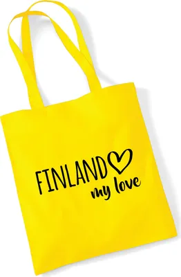 Produktbild von Huuraa Jutebeutel Finland my love 10 Liter Yellow Baumwolle Tasche Geschenkidee