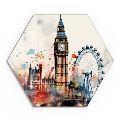 Produktbild von DEQORI Glasbild Echtglas 55x48 cm 'Londoner Farbtanz' Wandbild Bild modern Deko