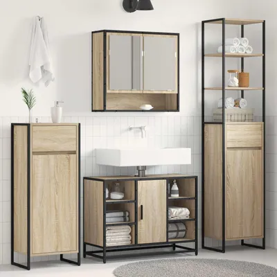Image de Maison Exclusive - Armoire de salle de bain avec porte Sonoma 40 x 30 x 100 cm Matériau dérivé du bois