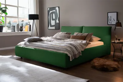 Produktbild von KAWOLA Bett HENRY Polsterbett Cord smaragd 160x200cm
