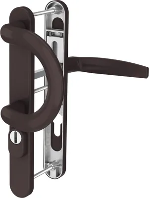 Produktbild von Schmalrahmengarnitur 92mm PZ Lochung Aluminium Braun Türbeschlag Nebeneingangstür Bügelgriff/Drücker 87-102mm ja