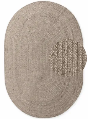Image de 160x230 ovale cm Pièce tapis Jute Tressé 106006 Gris Marron ovale