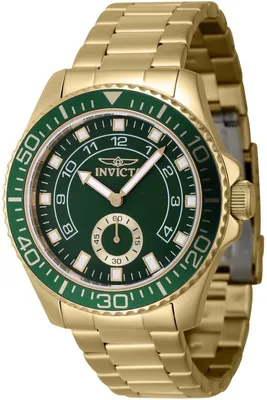 Produktbild von Invicta Pro Diver 47132 Herrenuhr - Quarzwerk - Edelstahl mit grünem Zifferblatt - 44 mm