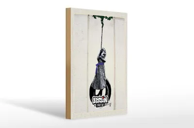 Produktbild von Holzschild Reise 20x30cm Berlin Street Art schwarz weiß Kunst