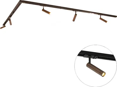 Zdjęcie produktu dla QAZQA - Nowoczesny Nowoczesny system szynowy I Reflektor punktowy I Reflektor sufitowy I Reflektor z 5-punktowym spotem I Reflektor punktowy I Reflektor sufitowy I Reflektor sufitowy I Reflektor I Lampa I Oprawy oświetleniowe Ciemny brąz 1-fazowy