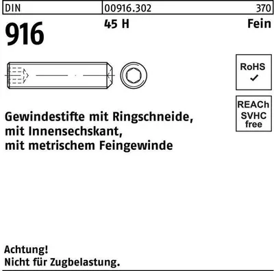 Produktbild von Reyher  Gewindestifte DIN 916 45 H M 16 x 1,5 x 40 (50 Stück)