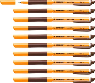 Produktbild von STABILO Tintenroller - pointVisco - 10er Pack - braun