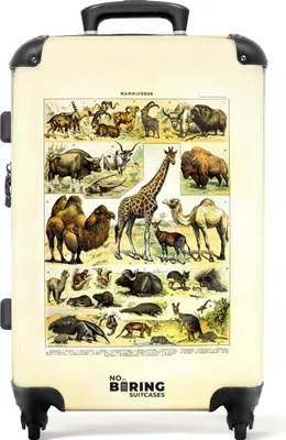 Produktbild von NoBoringSuitcases.com® Großer Koffer - Tiere - Illustration - Vintage - Natur - Millot - Kombinationsschloss TSA - Hartschalen Trolley 4 Rollen - 72 liter - Reisekoffer - 66 cmKoffer Mittelgroß 67x43x25 cm, 72L,