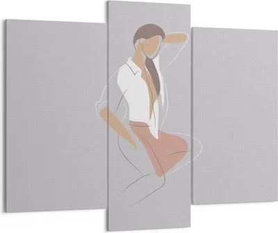 Produktbild von Bild auf Leinwand - Leinwandbild - 3 Teile - Frau Grafik Modern - 130x100cm - Wand Bild - Wanddeko - Wandbilder - Leinwanddruck - Bilder - Wanddekoration - Leinwand bilder - Wandbild - CB130x100-4266