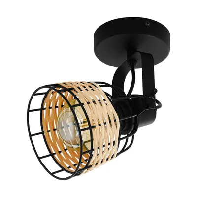Image de Eglo 43324 ANWICK 1 E27 Plafonnier Applique Noir Naturel