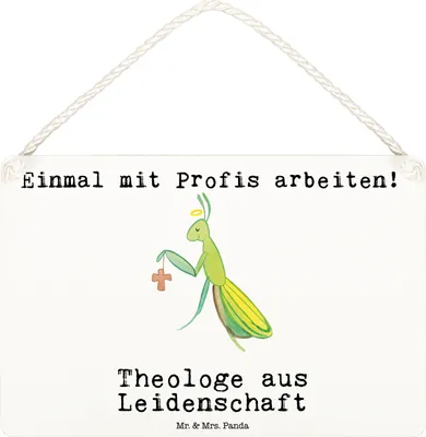 Produktbild von Mr. & Mrs. Panda Schild Theologe Leidenschaft DIN A6 - Weiß - Geschenk, Türschild, wandtafel, kleine aufmerksamkeit, holzbild, Wandbild Holz