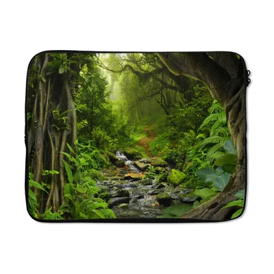 Produktbild von MuchoWow® Laptop Hülle 17 Zoll Laptoptasche Natur - Wasser - Dschungel - Wald - Tropisch - Zipper - Schutzabdeckung