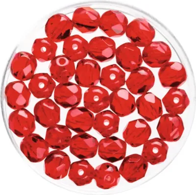 Produktbild von Glorex Glasschliff Perlen 6 mm 50 Stück, rubin