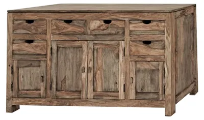 Immagine prodotto di MASSIVMOEBEL24 | credenza in legno di Sheesham / palissandro 180x45x95 grigio scuro oliato NATURE GREY #84