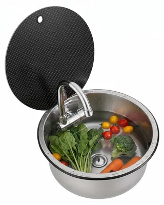 Produktbild von Runde Spüle aus Edelstahl für Wohnmobile, 34 x 15 cm