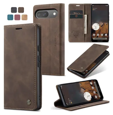 Zdjęcie produktu dla Caseme etui na telefon komórkowy skórzane etui z klapką do Google Pixel 9 / 9 Pro / 10 / 10 Pro ciemnobrązowy