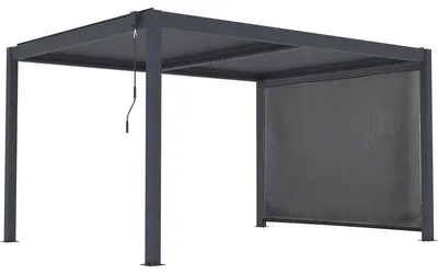 Image de Pergola bioclimatique avec led et store en aluminium "Windsor premium" - 3 x 4 m - Gris