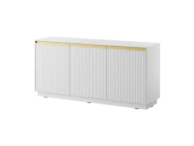 Produktbild von Kommode mit 3 Türen & 6 Einlegeböden – Mattweiß – 153,4 x 71,6 x 39 cm