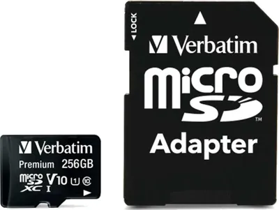 Obrázek produktu pro Verbatim microSDXC 256GB Class 10 UHS-I včetně adaptéru