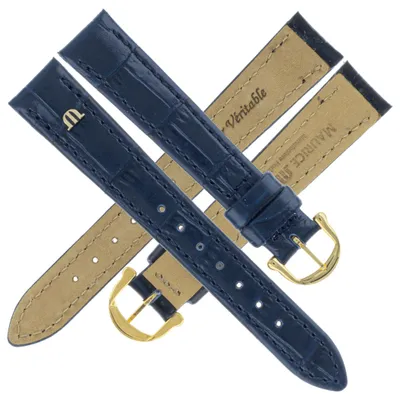 Produktbild von Maurice Lacroix Ersatzband Damen 15 mm Kroko-Optik blau Schließe goldfarben