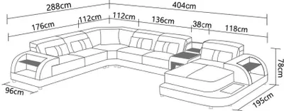Produktbild von U Form Sofa Couch Polster Garnitur Wohnlandschaft Design Ecksofa Leder Polster