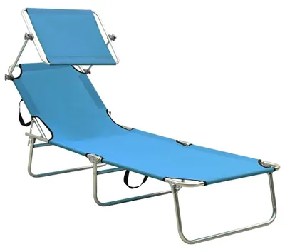 Produktbild von vidaXL Klappliege mit Sonnendach Blau Aluminium