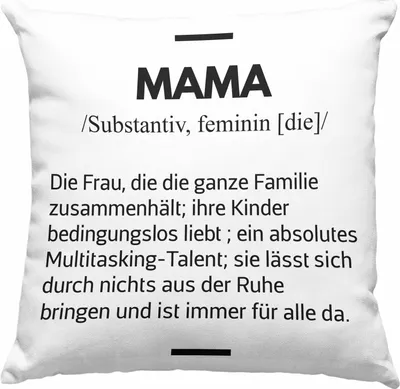 Produktbild von Trendation - Mama Deko-Kissen mit Füllung 40x40 Geschenk für Mutter von Kinder Sohn Tochter Muttertag Muttertagsgeschenk Beste Mama Danke Weihnachten Geburtstag Deko-Kissen mit Füllung 40x40 (Grau)