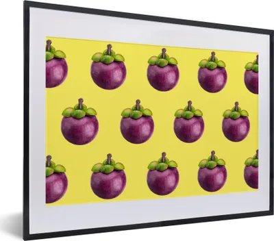 Produktbild von MuchoWow® MuchoWow® Gerahmtes Poster Obst - Lila - Muster 40x30 cm - Poster mit zchwarzem Bilderrahmen - Bilderrahmen - Poster im Rahmen