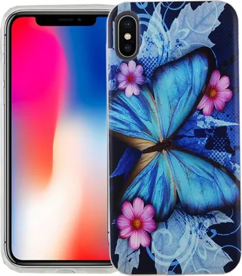 Produktbild von Handy Hülle für Apple iPhone X Cover Case Schutz Tasche Motiv Slim Silikon TPU Blauer Schmetterling