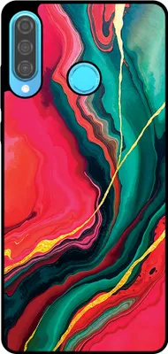 Produktbild von Smartphonica Telefon Fall geeignet für Huawei P30 Lite mit rot grün Marmor Print - TPU Backcover Fall rot grün Marmor Design