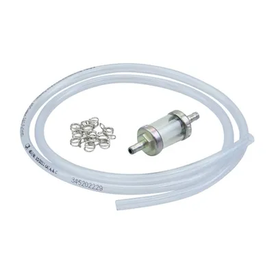 Produktbild von OMG Benzinfilter 6mm + Benzinschlauch + Klemmen für Hercules Kreidler Zündapp Puch Simson Mofa Moped Mokick