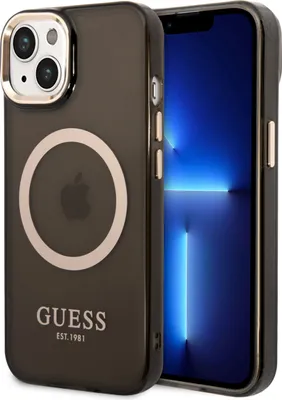 Obrázek produktu pro Guess Gold Outline Translucent MagSafe - pouzdro pro iPhone 14 Plus (černé)