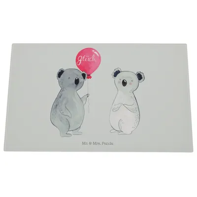 Produktbild von Mr. & Mrs. Panda Schneidebrett Glas Koala Luftballon - Grau Pastell - Geschenk, Party, Hackbrett, Schneidbrett, Geburtstag, Aus, Schneideplatte