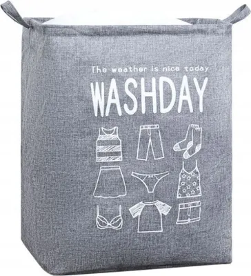 Zdjęcie produktu dla Kosz na pranie WASHDAY ze sznurkiem 50x40x50 cm