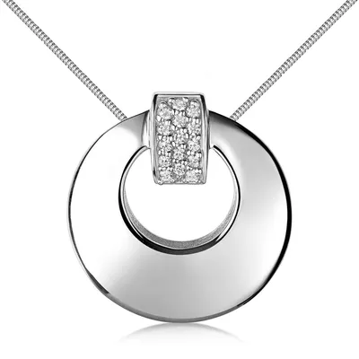 Produktbild von MATERIA by Matthias Wagner Mond Anhänger für Kette rund 925 Sterling Silber Zirkonia Damen Schmuck rhodiniert KA-435