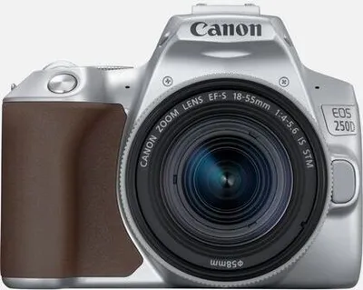 Produktbild von Canon EOS 250D + EF-S 18-55mm f/4-5.6 IS STM, 24,1 MP, 6000 x 4000 Pixel, CMOS, 4K Ultra HD, Touchscreen, Silber