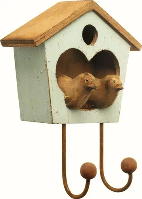 Produktbild von Shabby Chic Doppelhaken "Nistkasten mit Vogelpärchen"