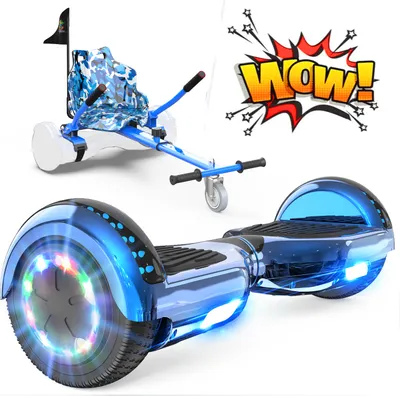 Produktbild von GeekMe Hoverboard mit Sitz Hoverboards 6.5 Zoll Hoverkart Selbstausgleichender Elektroroller Go-Kart mit Bluetooth-Lautsprecher LED-Leuchten Geschenk für Kinder Jugendliche Erwachsene