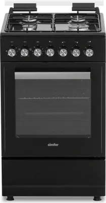 Produktbild von Simfer FS 5031-1 Schwarz, 50 cm Standherd, Gaskochfeld mit Elektro-Backofen, 48 Liter Garraum, Grillfunktion, Mechanischer Timer, Elektrische Taktfunkenzündung