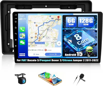 Imagen del producto de Reproductor de audio Android 15 – Sistema multimedia – Radio con navegación – CarPlay inalámbrico – Radio con Bluetooth