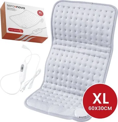 Produktbild von Seranova Elektrisches Wärmekissen für Rücken, Füße, Nacken, Schultern, Bauch - Heizkissen - Waschmaschine - 60x30cm - Grau