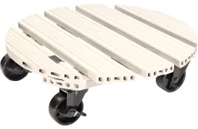 Produktbild von WAGNER Pflanzenroller WPC Ø 38,5 x 11 cm, für außen & innen, hellgrau, wetterfest, 2 Feststeller, Tragkraft 100 kg - 20055701