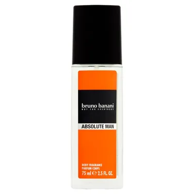 A product shot of a bottle of Bruno Banani Absolute Man body fragrance.