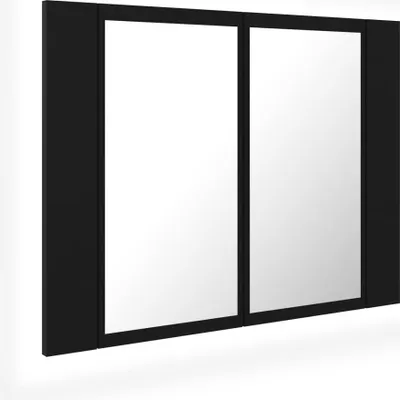 Produktbild von vidaXL LED-Bad-Spiegelschrank Schwarz 60x12x45 cm Acryl