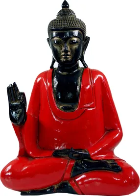 Produktbild von Geschnitzter Sitzender Buddha im Vitarka Mudra - Rot, Holz, 45*34*17 cm, Buddhas