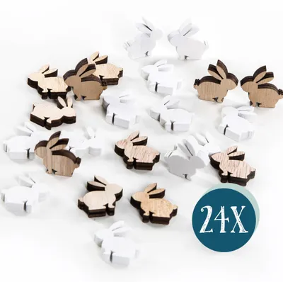 Produktbild von 24 mini Hasen Streuteile Osterdeko 2,5 cm - kleine Osterhasen braun weiß