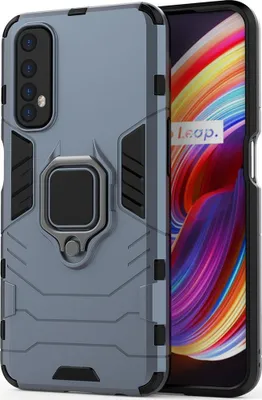 Produktbild von Mobigear Armor Ring  Realme 7 Hülle Hardcase Backcover Stoßfest mit Ringhalter - Blau