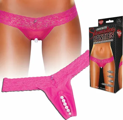 Produktbild von Hustler Lingerie - Ouvert-Panty aus Spitze mit stimulierender Perlenkette, Größe:M/L (38/40)
