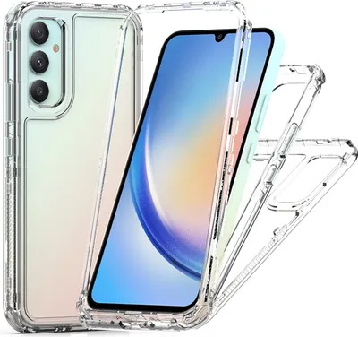 Immagine prodotto di Custodia trasparente per Samsung Galaxy A34, custodia antiurto in TPU e PC ibrida trasparente